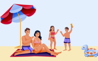 familie paa stranden